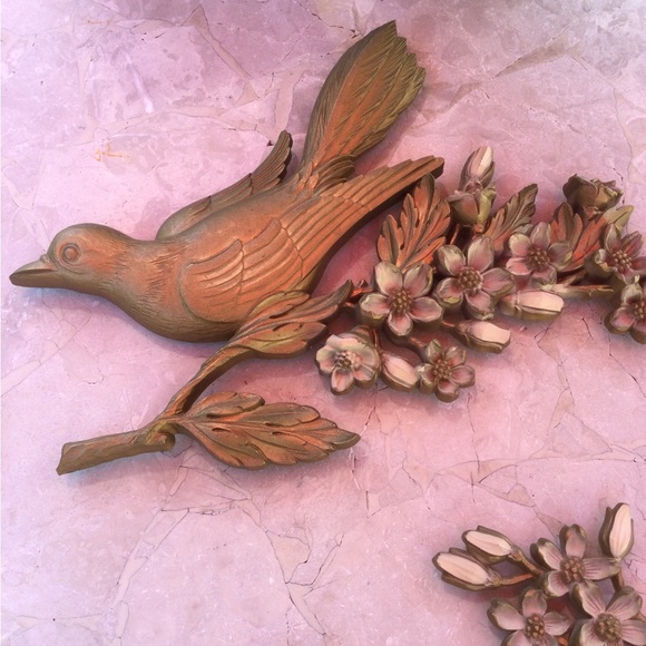 Vintage Gold Hard Plastic Birds and Flowers - Picture 10 of 11